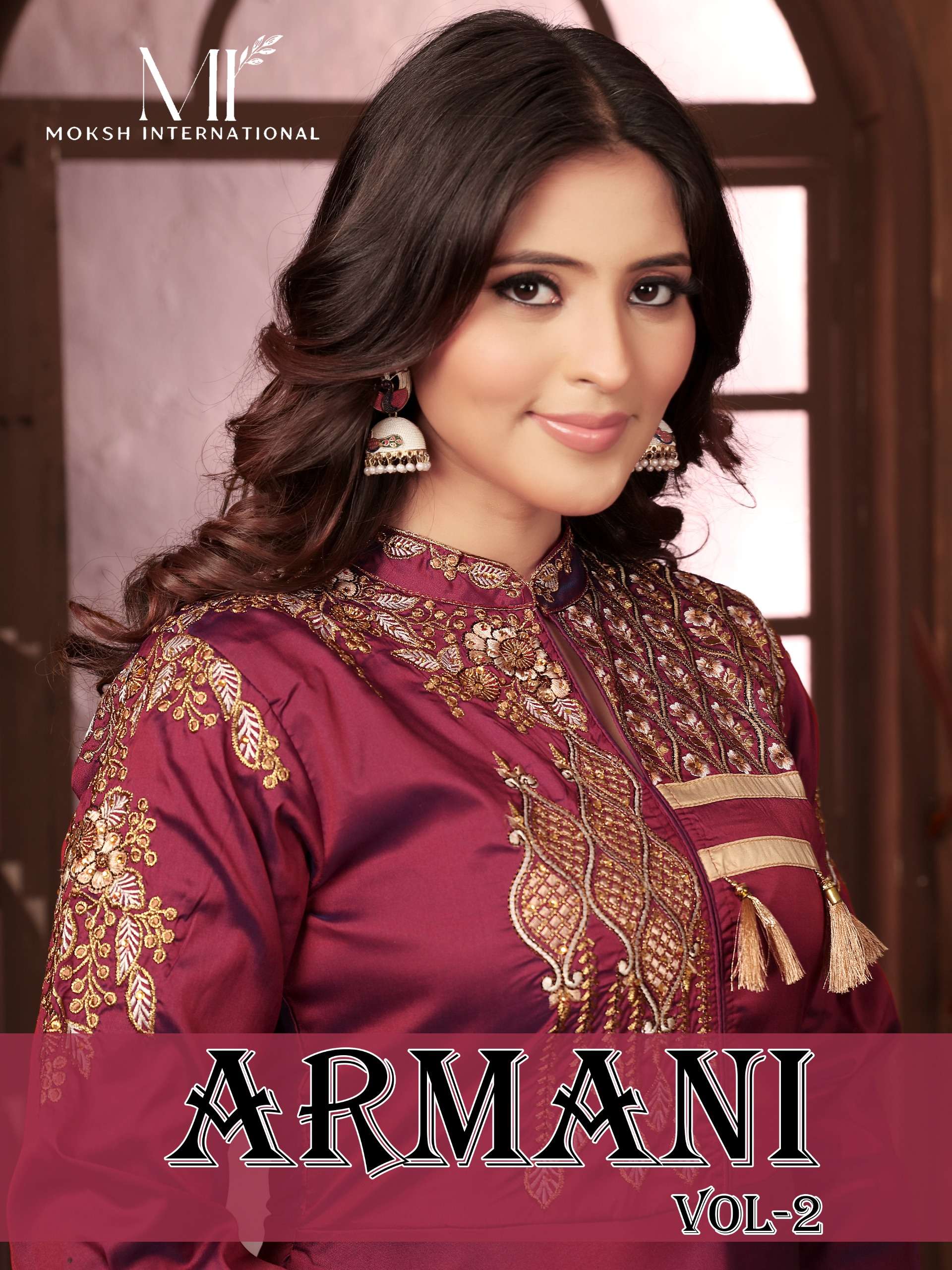 Moksh International Armani Vol-2 Gown With Silk Fabric Readymade Wholesaler In Surat. 