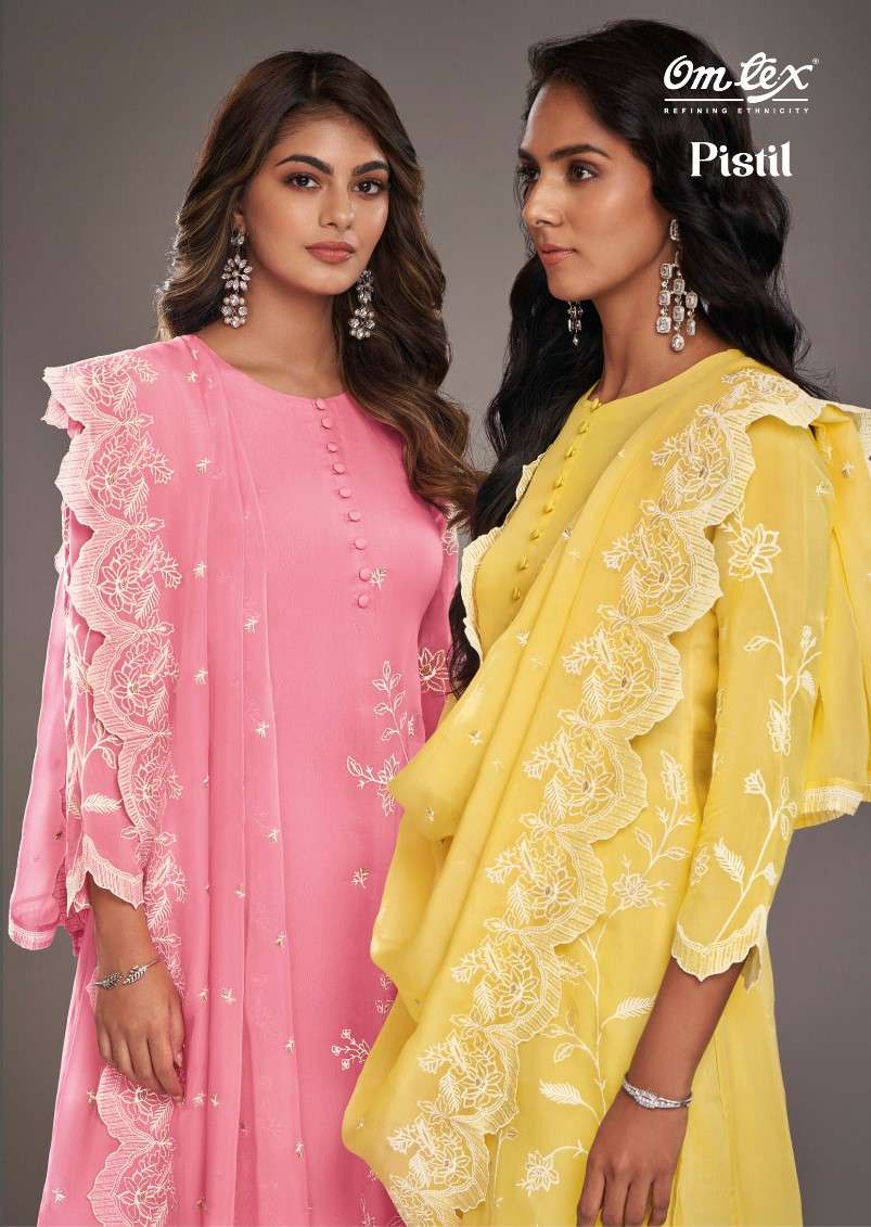 Omtex Pistil  Silk Unstitched Salwar Suits Wholesaler In Surat.