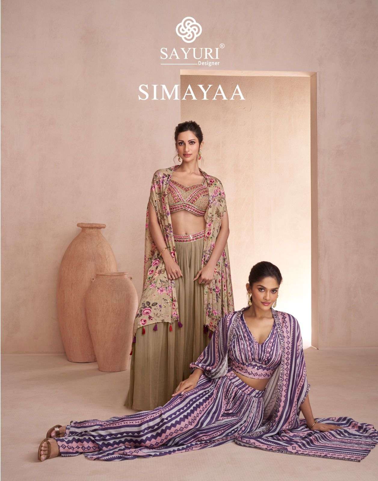 Sayuri Designer Simayaa Chinon Silk  Unstitched Gown Wholesaler In Surat.