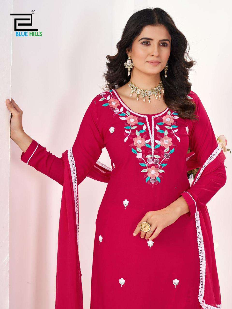 Blue Hills Saanvi Rayon Fabric Readymade Kurti With Pant Wholesaler In Surat.