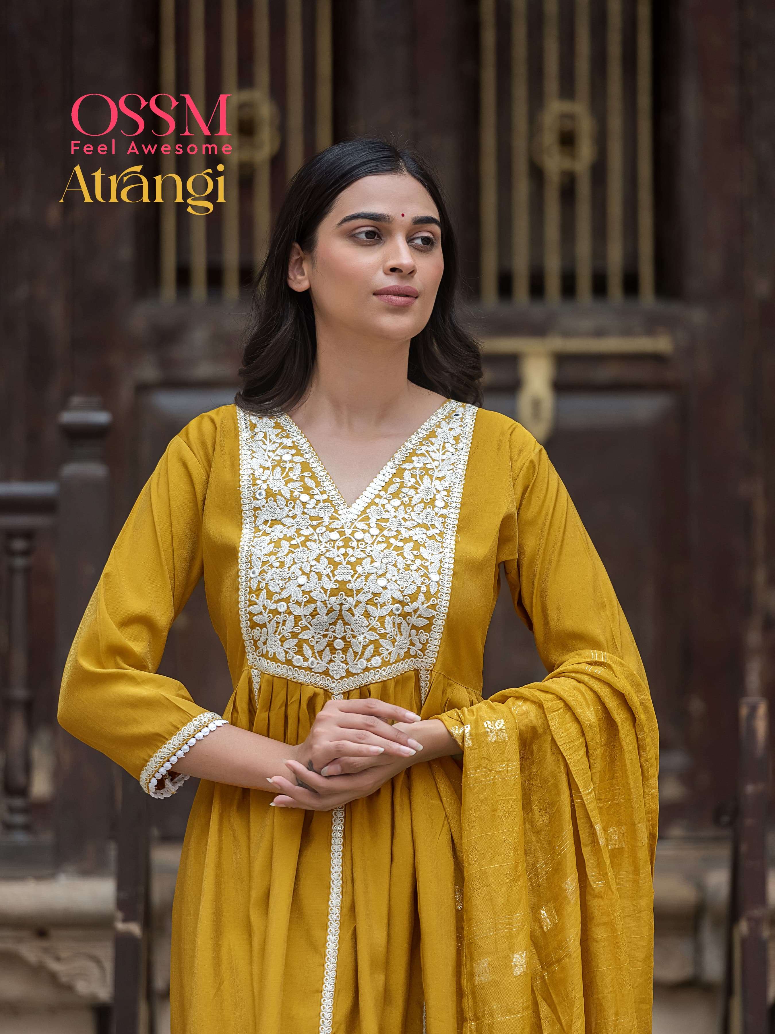 Ossm Atrangi Viscose Roman Readymade Kurti With Pant Wholesaler In Surat.