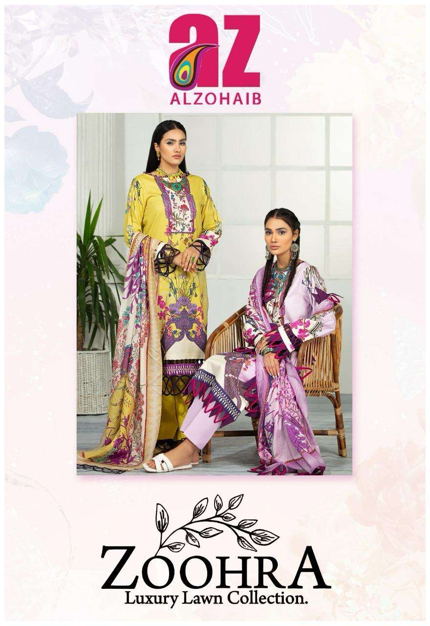 Al Zohaib Zoohra Vol-1 Lawn Cotton  Salwar Suits Wholesaler In Surat.