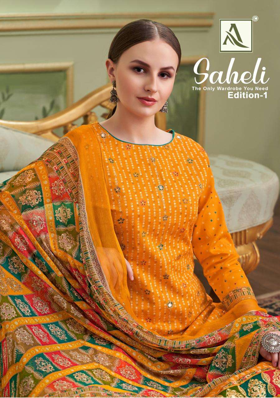 Alok Suits Saheli Pure zam Unstitched Salwar Suits Wholesaler In Surat.