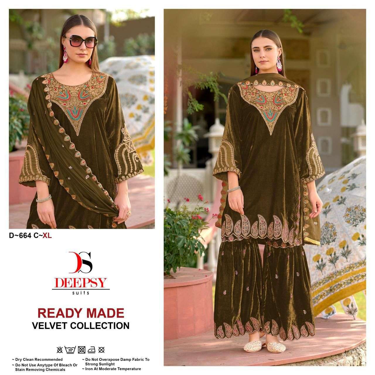 Deepsy Suits D.No-664 Velvet Party  Salwar Suits Wholesaler In Surat.