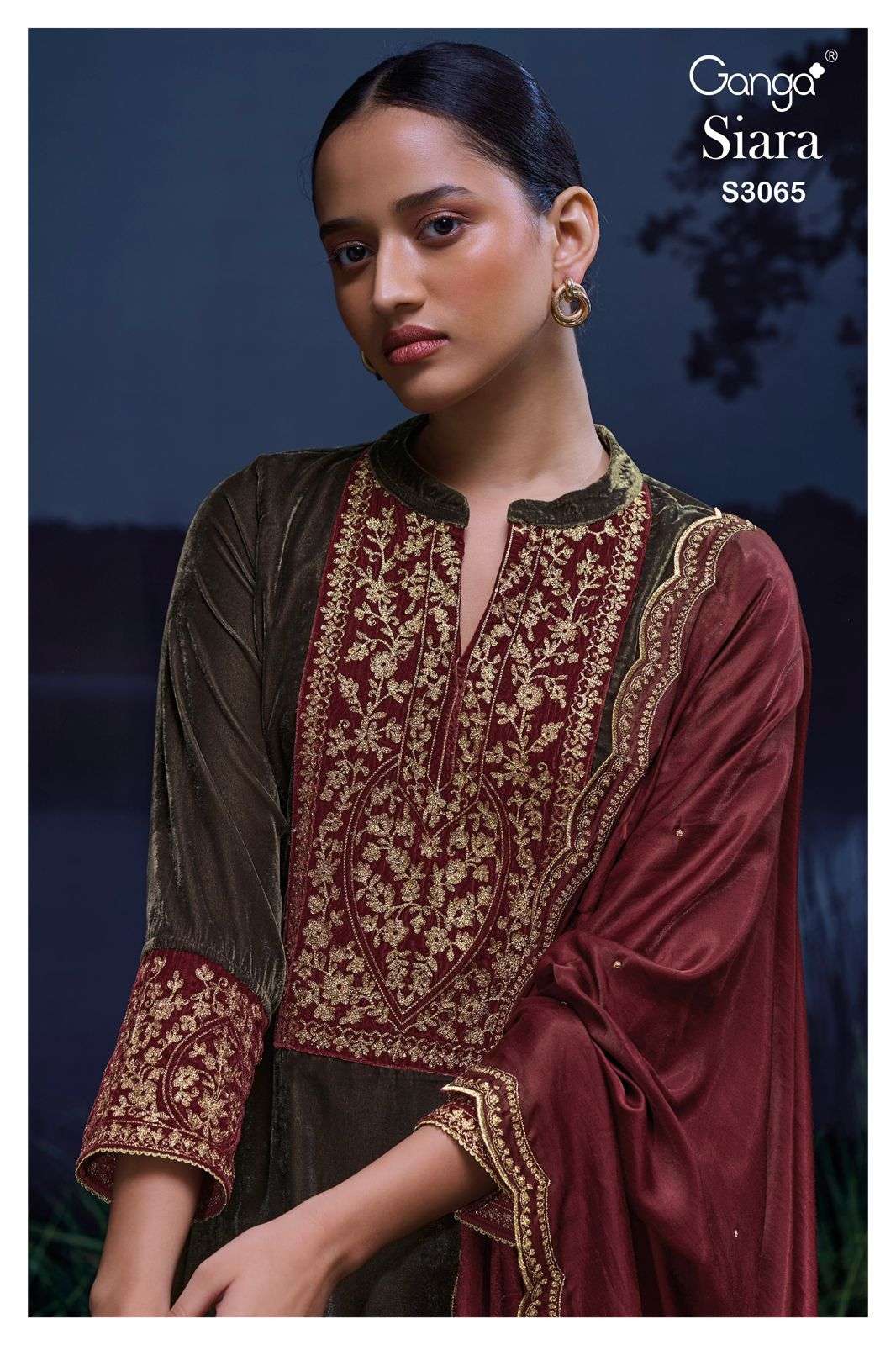 Ganga Siara 3065 Velvet  Party Wear Pakistani  Salwar Suits Wholesaler In Surat.