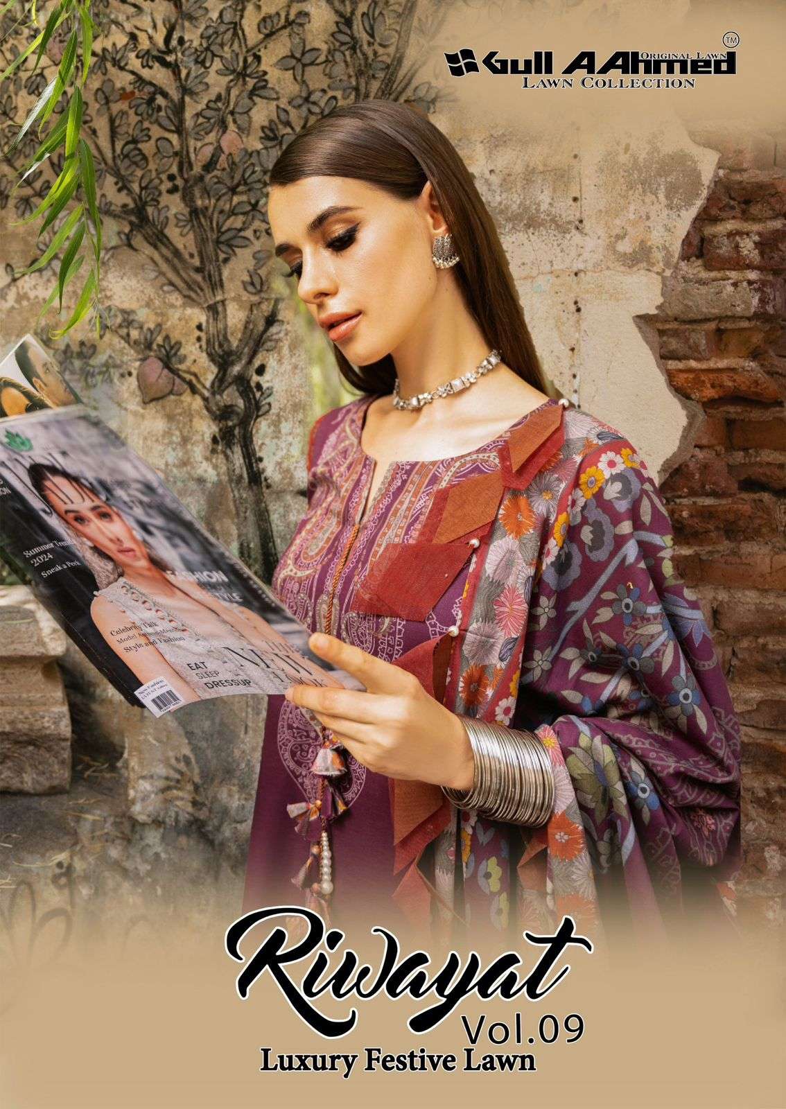 Gull Aahmed Riwayat Vol-09  Lawn Cotton Unstitched Salwar Suits Wholesaler In Surat.