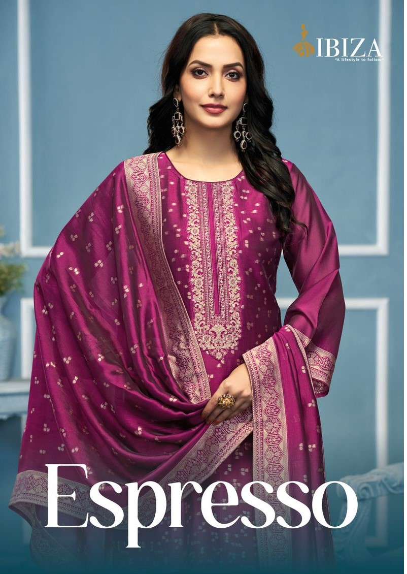 Ibiza Esppesso Silk Party Wear  Unstitched Salwar Suits Wholesaler In Surat.