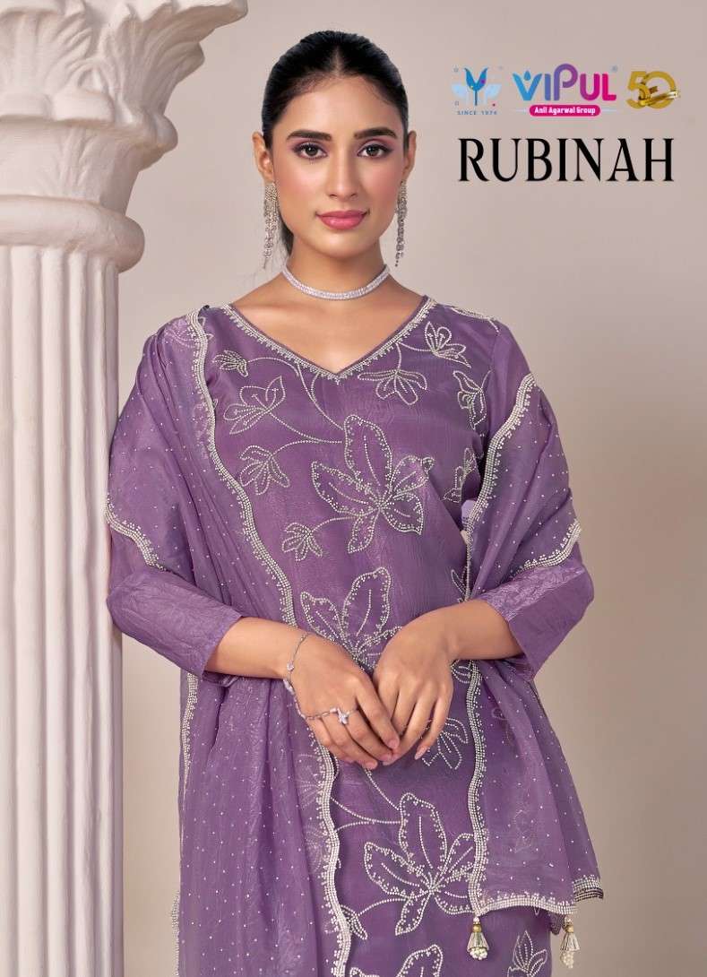 Vipul Rubinah Organza  Unstitched Salwar Suits Wholesaler In Surat.