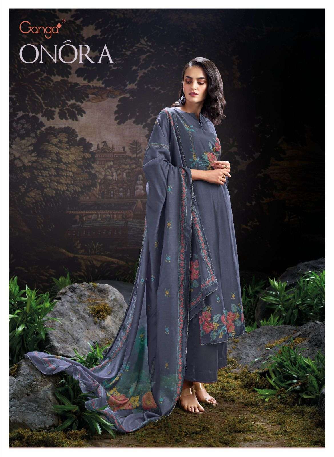 Ganga Onora Bemberg  Party Wear  Salwar Suits Wholesaler In Surat. 