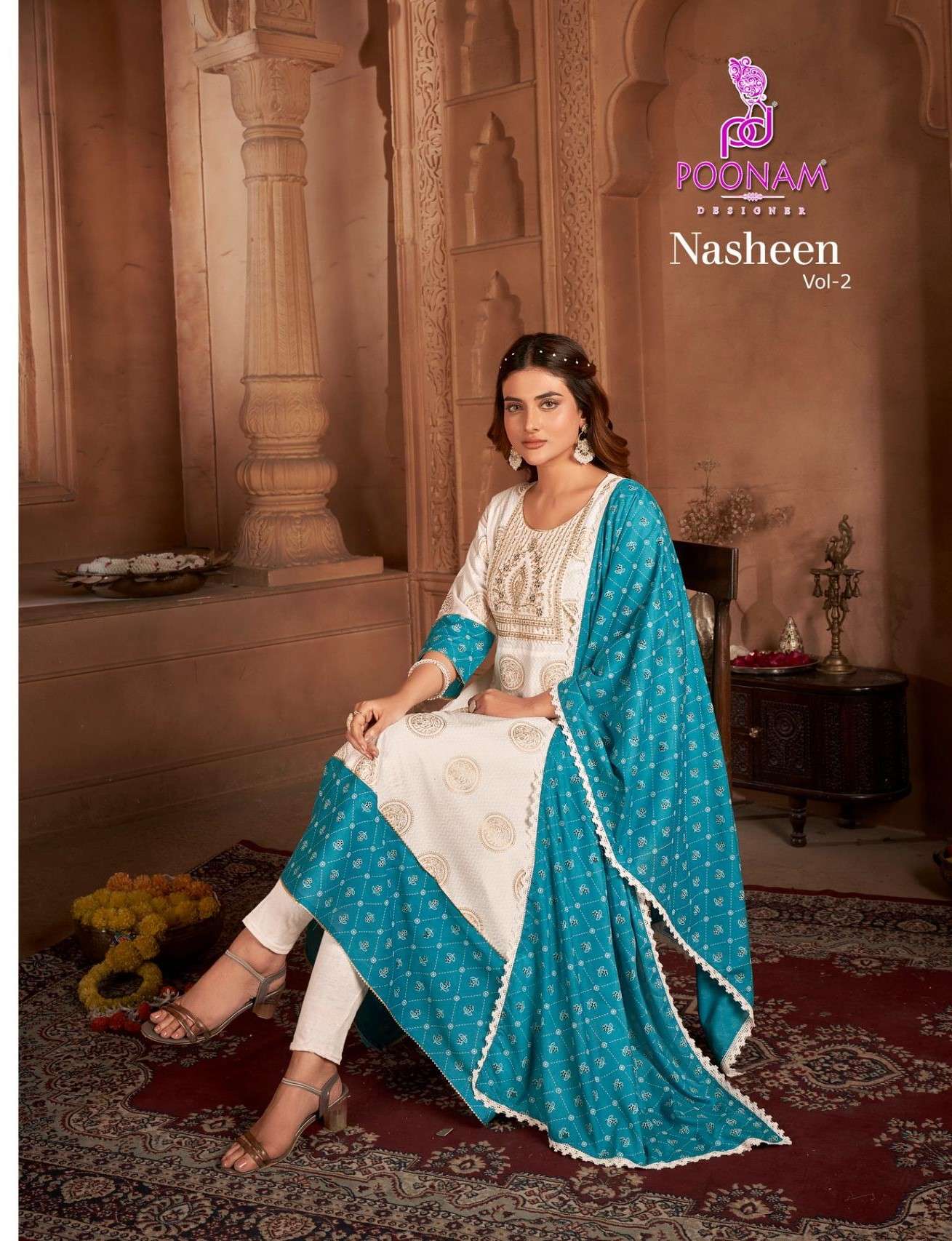 Poonam Designer Nasheen Vol-2 Rayon Gown  Wholesaler In Surat. 