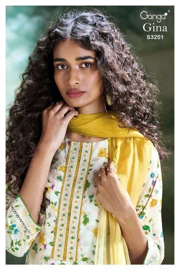 Ganga Gina 3251Cotton  Party Wear  Salwar Suits Wholesaler In Surat. 